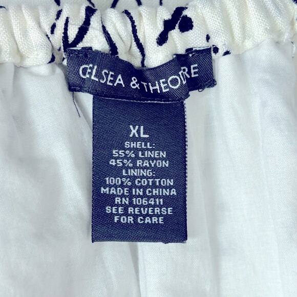 Chelsea & Theodore Linen Off-the-Shoulder Splatter Dress | Size XL - Picture 11 of 13